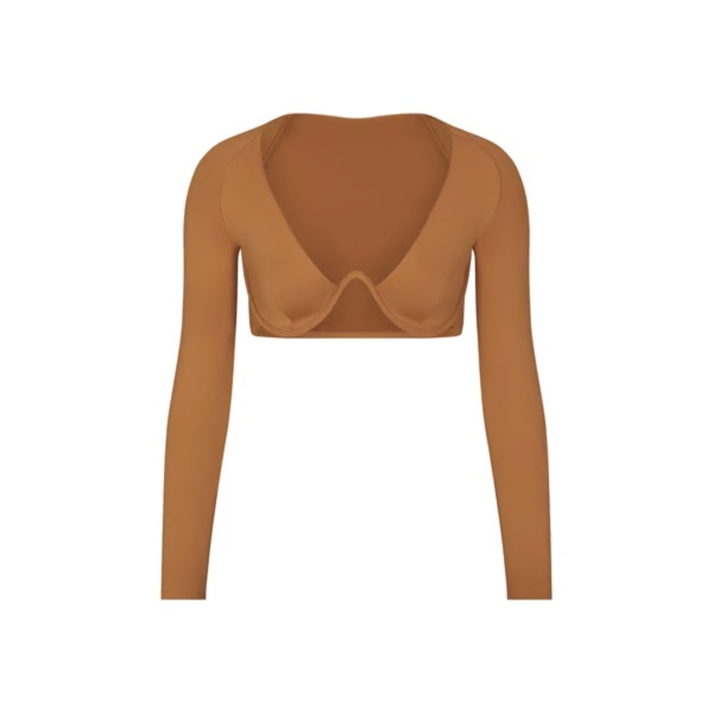 Elegant Tan Long Sleeve Women's Top